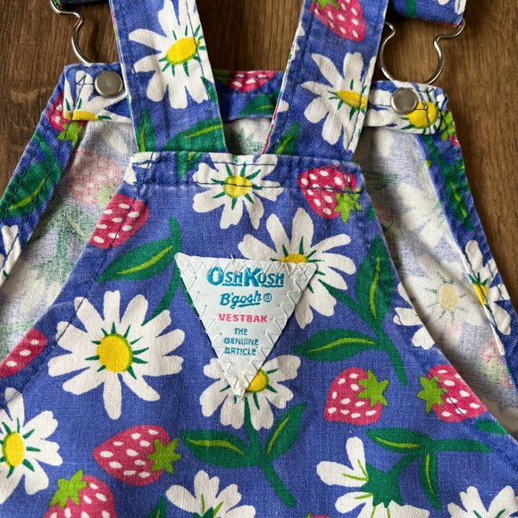 Rare Vintage Oshkosh Daisy Strawberry Overall Shortalls 6x - Picture 2 of 13